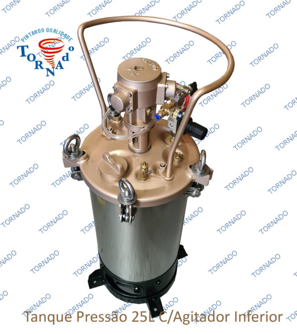 Tanque de Pressão para Pintura 25 L -  Aço inox 304 ( Saída Inferior ) Com agitador - Imagem 2